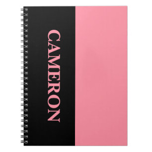 Trendy Two Colors Name Black and Salmon Pink Notebook