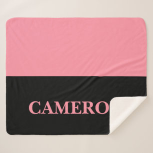 Trendy Two Colors   Name   Black and Salmon Pink Sherpa Blanket