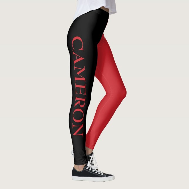 Trendy Two Colors | Name | Black Fire Engine Red Leggings (Right)