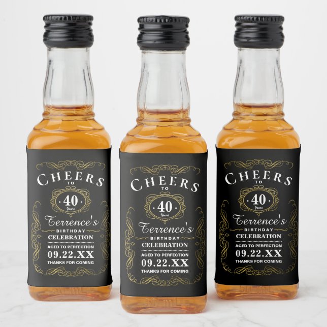 Trendy Typography Any Age Birthday Party Favor Liquor Bottle Label (Bottles)