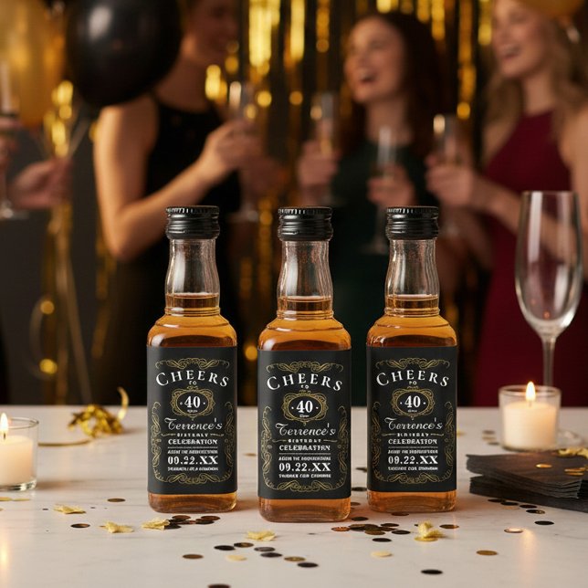 Trendy Typography Any Age Birthday Party Favor Liquor Bottle Label (Creator Uploaded)