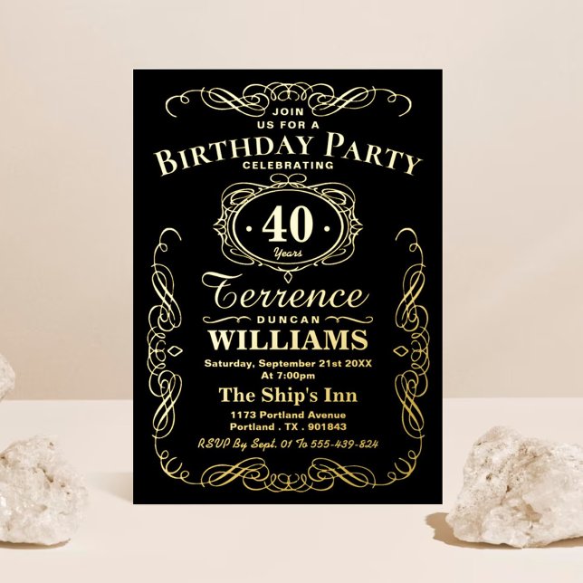 Trendy Typography Any Age Birthday Real Foil Invitation (Creator Uploaded)