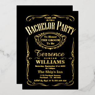 Trendy Typography Bachelor Party Real Foil Invitation