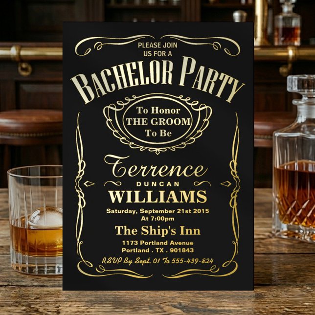 Trendy Typography Bachelor Party Real Foil Invitation (Creator Uploaded)