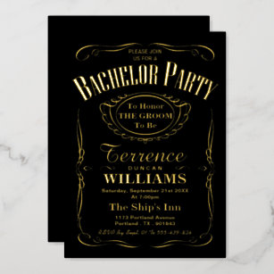 Trendy Typography Bachelor Party Real Foil Invitation