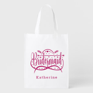 Trendy Typography Bachelorette Bridesmaid Gift Grocery Bag