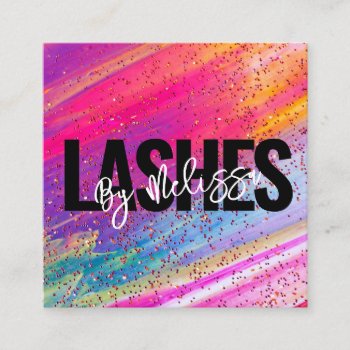 Trendy Typography Beauty Makeup Artist Lashes  Square Business Card by businesscardsdepot at Zazzle
