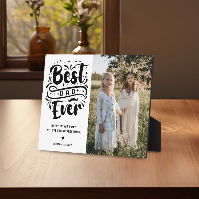 Trendy Typography Best Dad Ever Photo Plaque (Creator Uploaded)