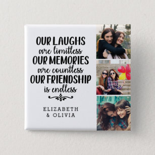 Trendy Typography Best Friends Names Photo Collage Button