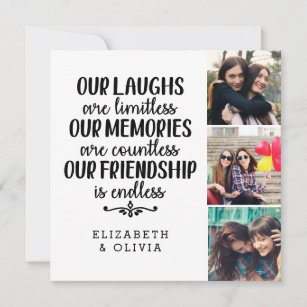 Trendy Typography Best Friends Names Photo Collage Card