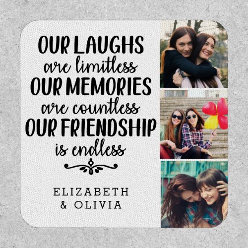 Trendy Typography Best Friends Names Photo Collage Patch