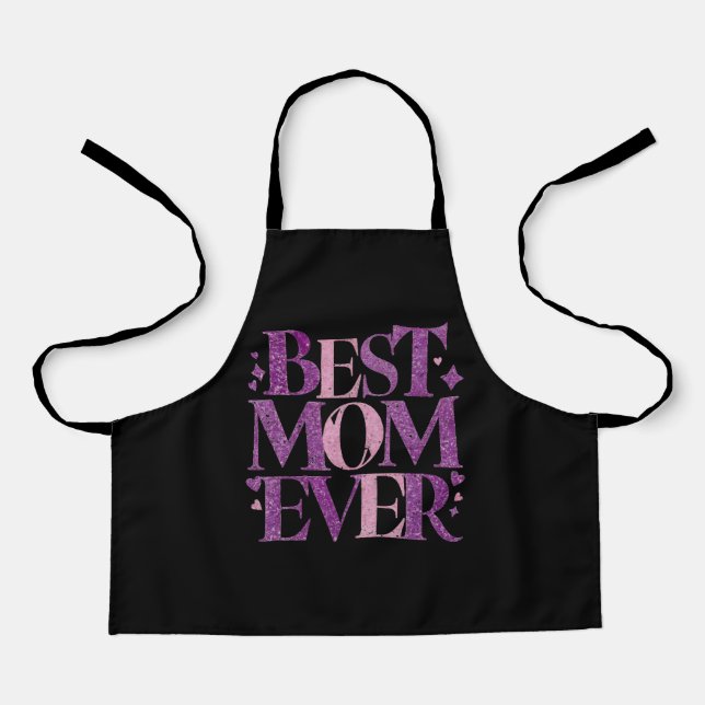 Trendy Typography Best Mom Ever Apron (Front)