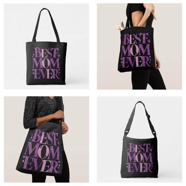 Trendy Typography Best Mom Ever Tote Bag (best mom ever bags Trendy Typography)