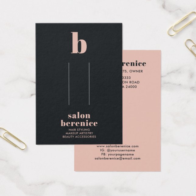 Trendy Typography Blush Black Hair Clips Display (Office)