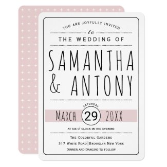 Trendy typography blush pink wedding invitation