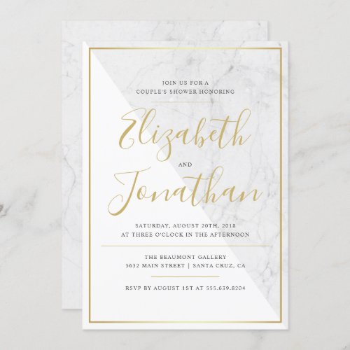 Trendy Typography | Chic Marble Couple's Shower Invitation - Trendy Typography | Chic Marble Couple's Shower Invitation by Eugene Designs.