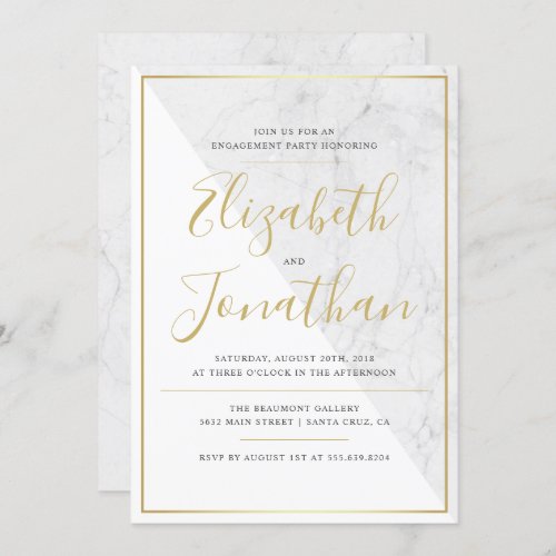 Trendy Typography | Chic Marble Engagement Party Invitation - Trendy Typography | Chic Marble Engagement Party Invitation by Eugene Designs.
