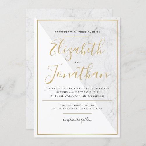 Trendy Typography | Chic Marble Wedding Invitation - Trendy Typography | Chic Marble Wedding Invitation by Eugene Designs.