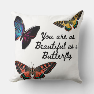 Trendy typography colorful butterfly summer  throw pillow