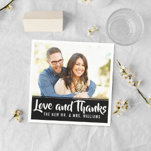 Trendy Typography Custom Photo Wedding Thank You Napkins