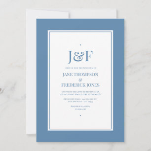 Trendy Typography Dusty Blue Wedding Invitation