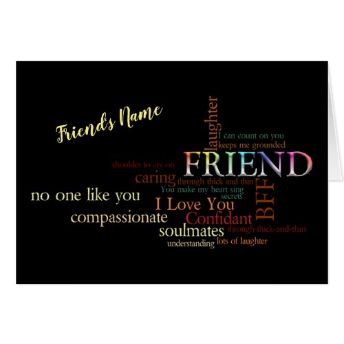 Trendy Typography Friendship Words Card