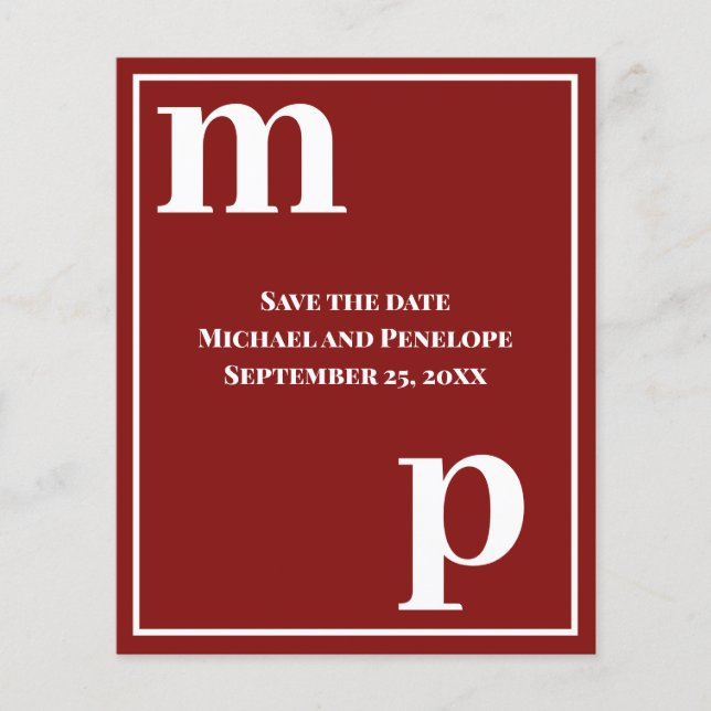 Trendy Typography Garnet Red Budget Save the Date  Flyer (Front)