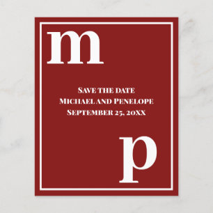 Trendy Typography Garnet Red Budget Save the Date  Flyer