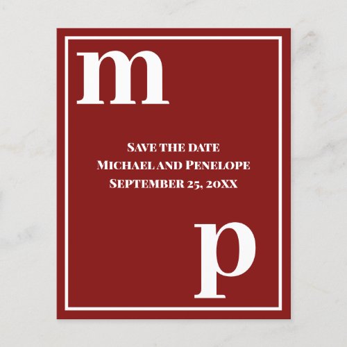 Trendy Typography Garnet Red Budget Save the Date  Flyer