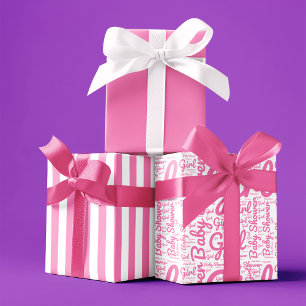 Trendy Typography Girl Script Baby Shower  Wrapping Paper Sheets