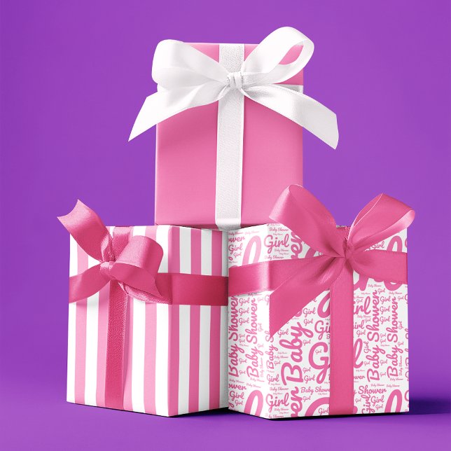 Trendy Typography Girl Script Baby Shower  Wrapping Paper Sheets (Creator Uploaded)