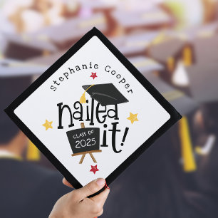 Trendy Typography Grad 2025 Nailed It Graduation Graduation Cap Topper