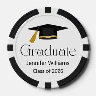 trendy typography graduate cap class of 2026  poker chips