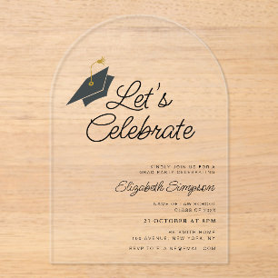 trendy typography graduation party  acrylic invitations