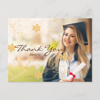 Trendy Typography Graduation Thank Holiday Postcard
