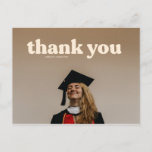 Trendy Typography Graduation Thank You  Postcard<br><div class="desc">This Thank you postcard goes perfectly with our Retro-style Graduation announcement cards. Simply customize all of your details and a photo from your graduation to simply say thanks! Additional colors and designs are available in my zazzle store or for further customization message me or email me at sabrina@o-r-studio.com</div>