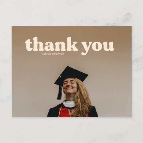 Trendy Typography Graduation Thank You  Postcard