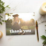 Trendy Typography Graduation Thank You Postcard<br><div class="desc">This Thank you postcard goes perfectly with our Retro-style Graduation announcement cards. Simply customize all of your details and a photo from your graduation to simply say thanks! Additional colors and designs are available in my zazzle store or for further customization message me</div>
