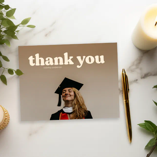 Trendy Typography Graduation Thank You Postcard 