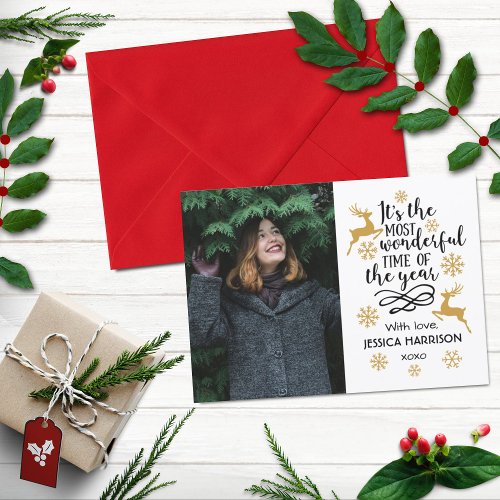 Trendy Typography Holiday Photo Christmas Card