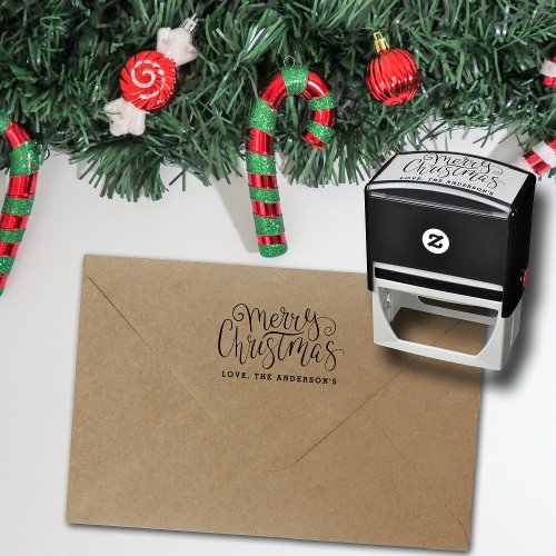 Trendy Typography Merry Christmas Self_inking Stamp