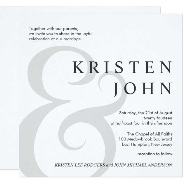 Trendy Typography Modern Wedding Invitations