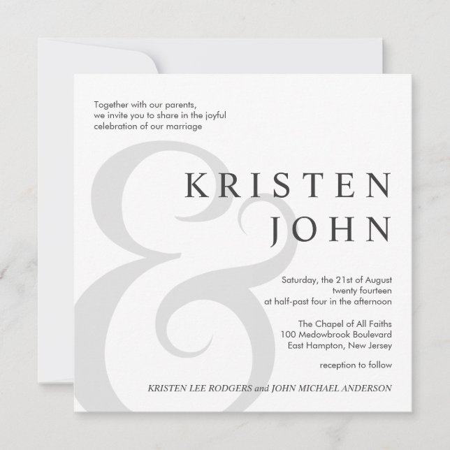 Trendy Typography Modern Wedding Invitations (Front)