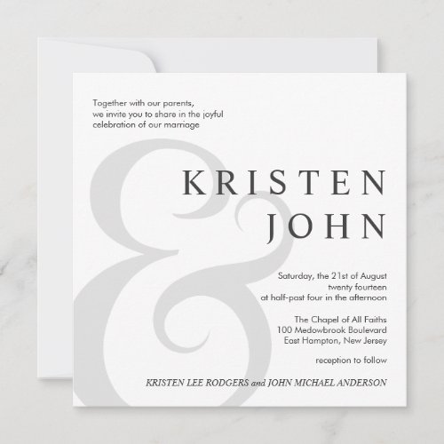 Trendy Typography Modern Wedding Invitations
