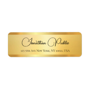 Trendy Typography Name Gold Look Return Address Label