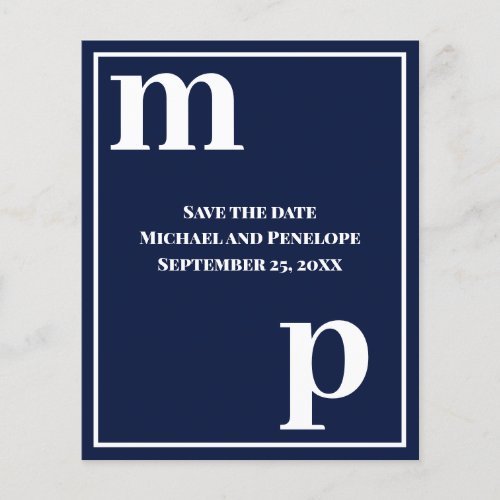 Trendy Typography Navy Blue Budget Save the Date  Flyer