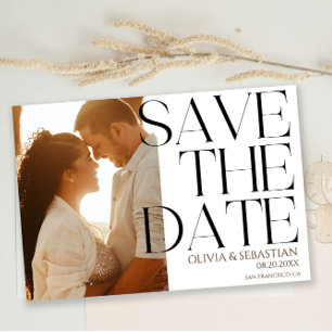 Trendy Typography Overlay Text Photo Wedding Save The Date