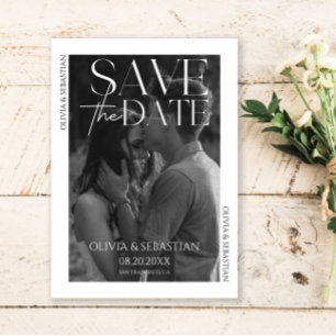 Trendy Typography Overlay Text Photo Wedding  Save The Date