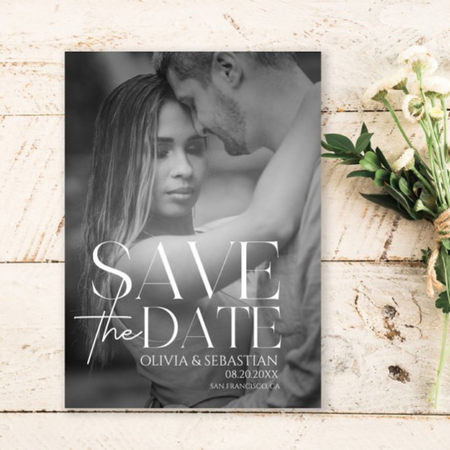 Trendy Typography Overlay Text Photo Wedding  Save The Date (Creator Uploaded)