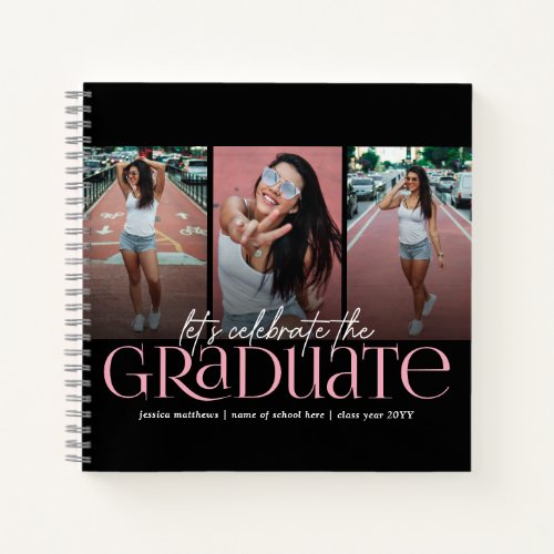 Trendy Typography Photo Collage Graduation Party I Notebook